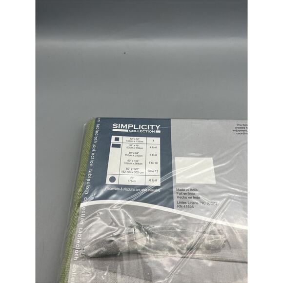 Lintex Tablecloth Simplicity Collection 100% Cotton Green Rectangular 52x70 - Picture 6 of 7
